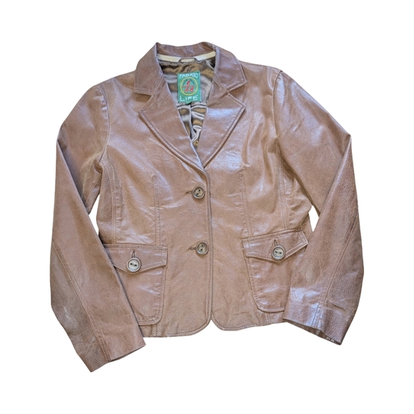 Fabric Life Leather Jacket Chestnut Brown Size S/M - Picture 13 of 15